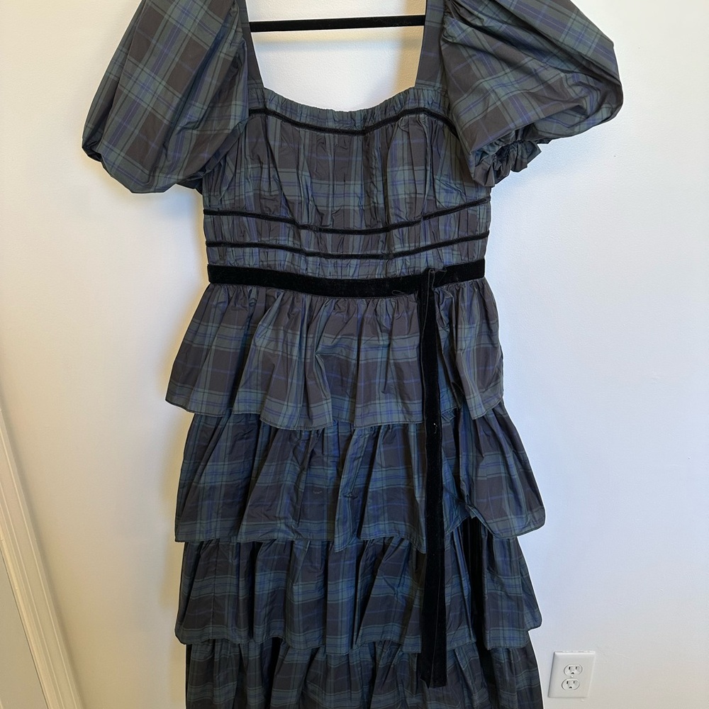 Plaid Puff Sleeve Dress